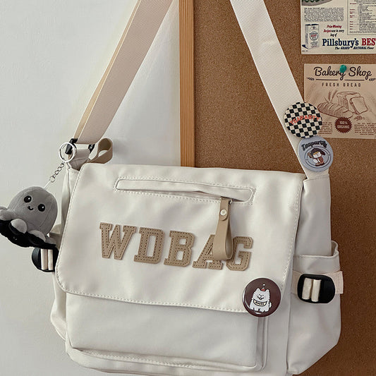 Bolsa transversal feminina de lona, estilo casual, com grande capacidade