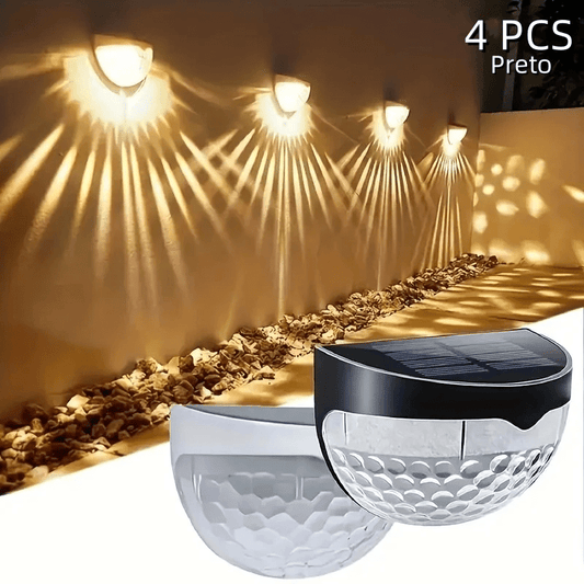 Conjunto de 4 luminárias solares para cerca, deck e parede – Iluminação externa perfeita para cercas, decks, pátios, garagens e escadas